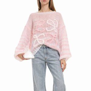 Loewe Anagram striped open-knit mohair-blend jumper